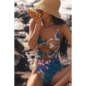 Lulus Bolonia Blue Multi Paisley Cutout One-piece Swimsuit - Size L